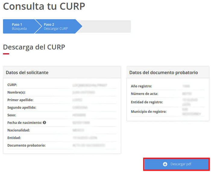 Descargar CURP